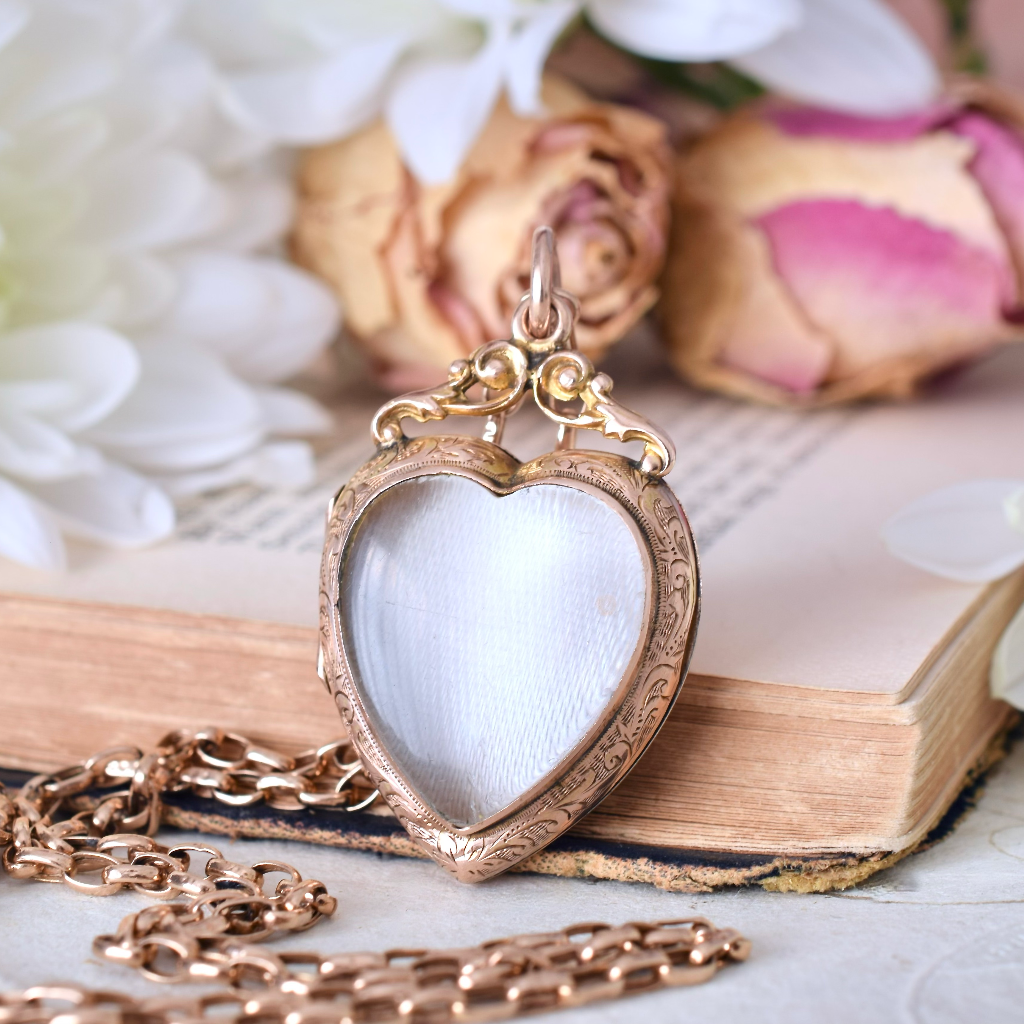 Antique Edwardian 9ct Rose Gold Heart Locket Birmingham 1906