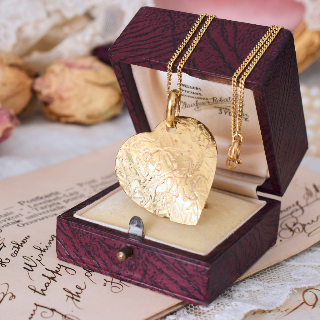 Vintage 18ct Yellow Gold UnoAErre Chain And Associated Heart Pendant