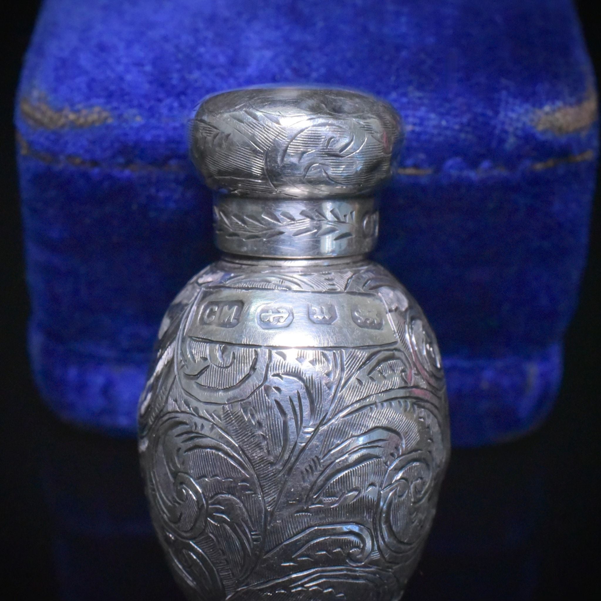 Antique Victorian Sterling Silver Perfume Bottle - C C May & Sons - Birmingham 1891