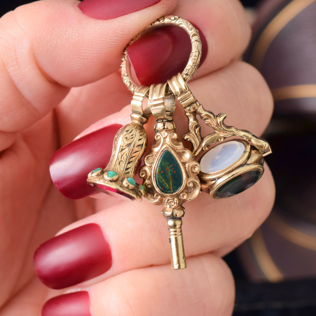 Antique Victorian ‘Gold Cased’ Multi Chatelaine Fob and Split Ring Circa 1880