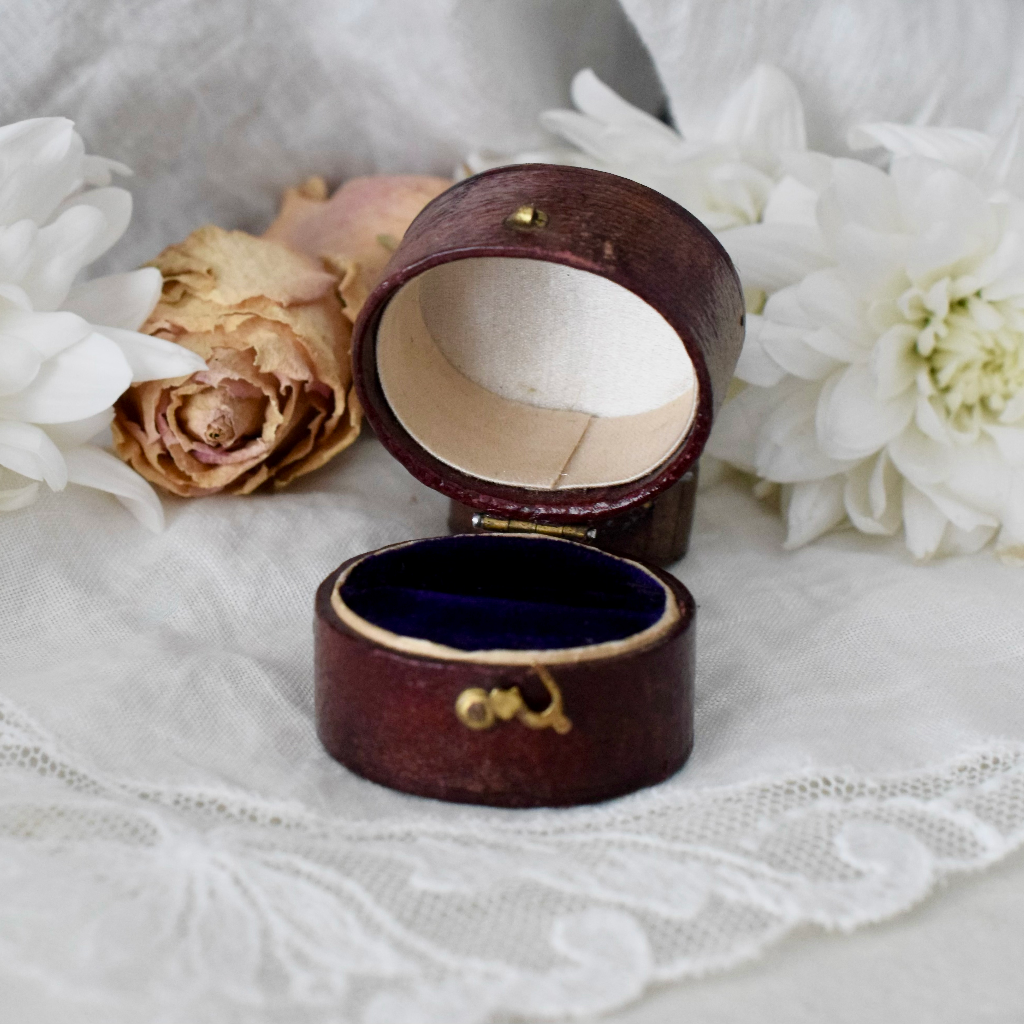 Large Victorian Brown Leather Ring Box