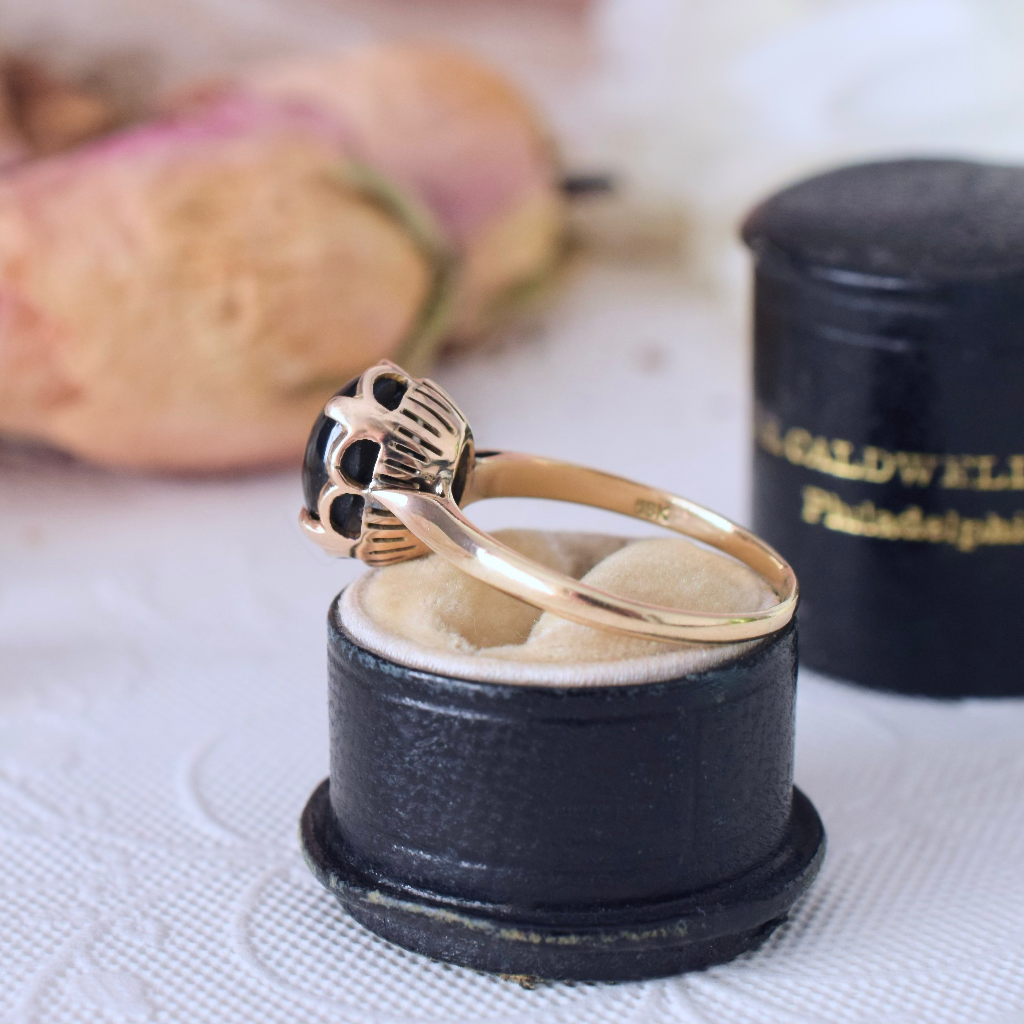 Vintage 18ct Rose Gold And Black Star Sapphire Cabochon Ring