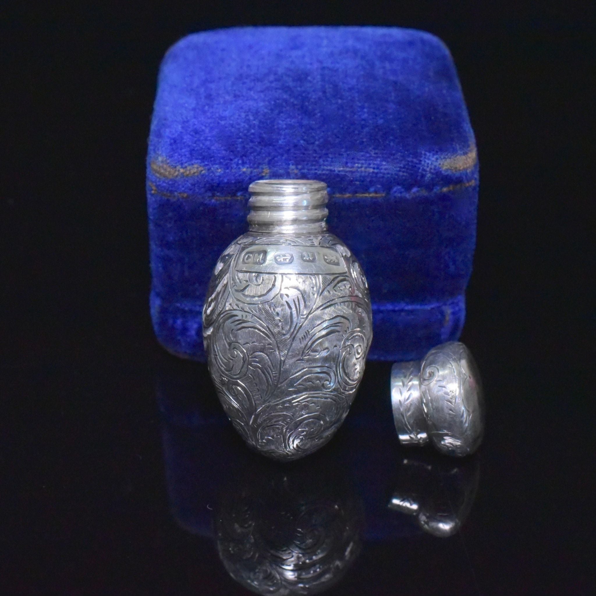 Antique Victorian Sterling Silver Perfume Bottle - C C May & Sons - Birmingham 1891