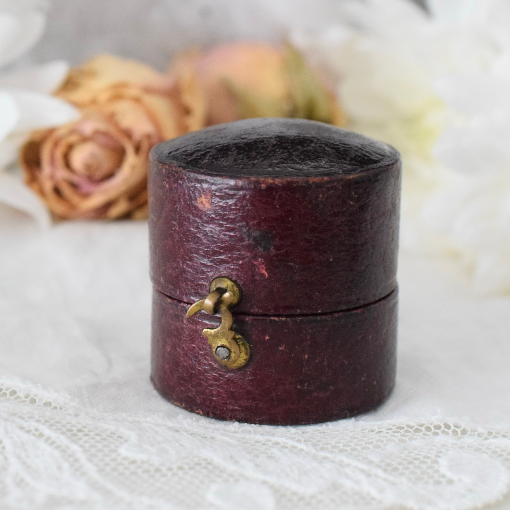 Large Antique Victorian Leather Round Ring Box, “George Davidson”.