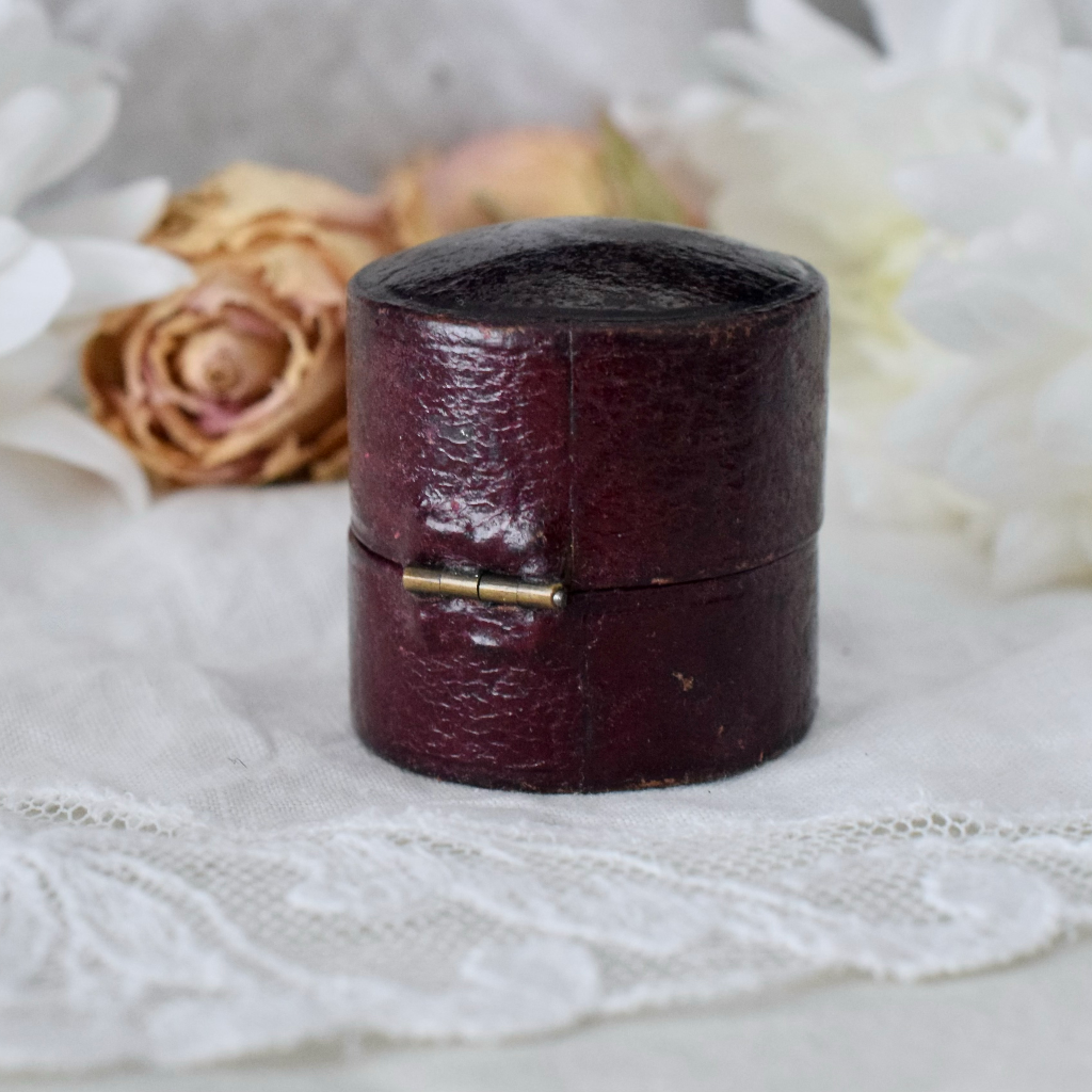 Large Antique Victorian Leather Round Ring Box, “George Davidson”.
