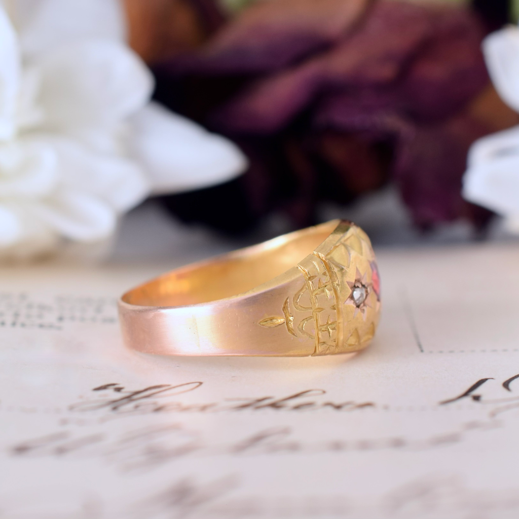 Antique Australian 15ct Yellow Gold Rose Cut Diamond And Paste Ring Circa 1890