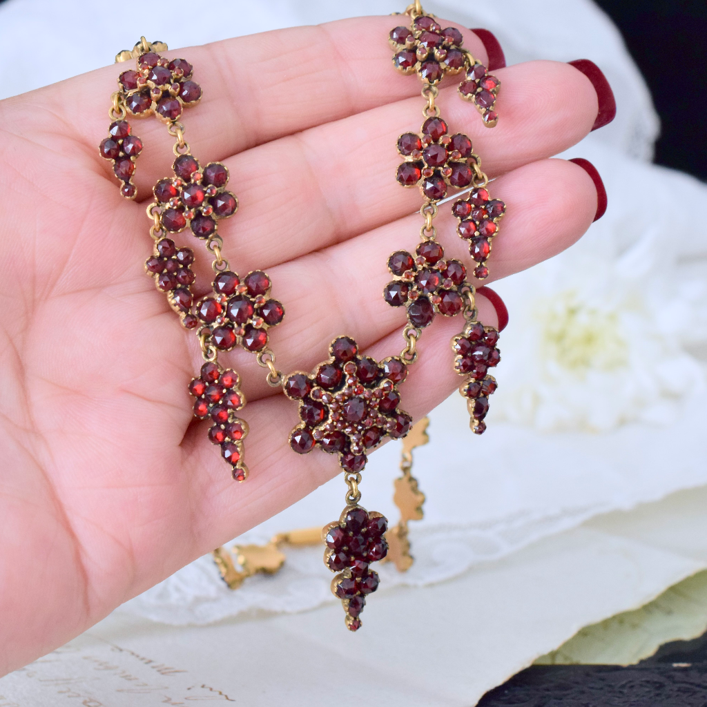 Antique Victorian Bohemian Garnet ‘Fringe’ Necklace Circa 1890-1910