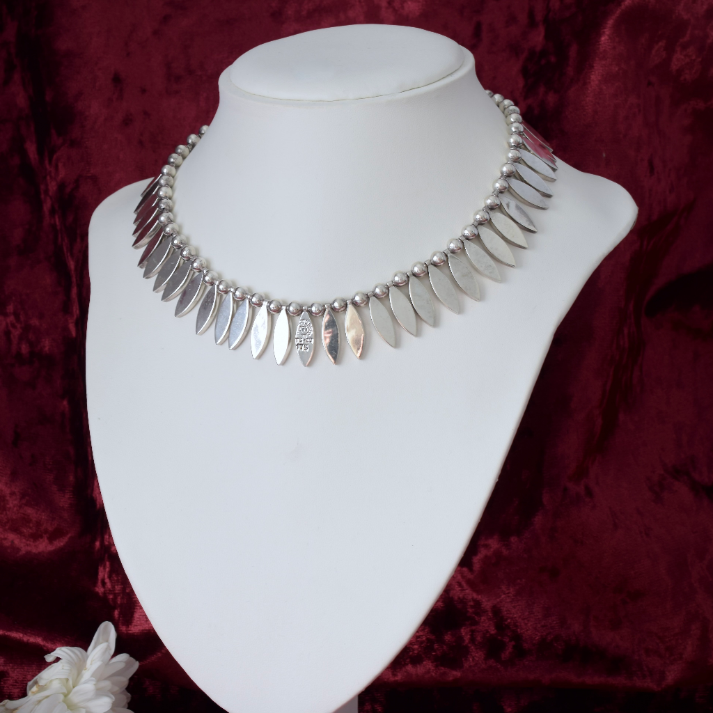 Vintage Sterling Silver Taxco Mexico Turquoise Collar - 84 Grams
