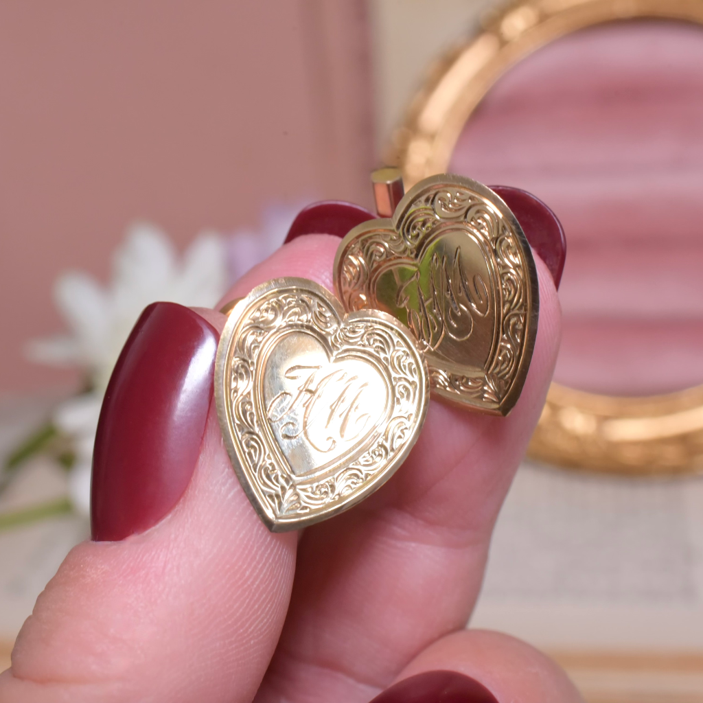 Antique Australian Edwardian Era 9ct Yellow Gold ‘Heart’ Ladies Cufflinks Circa 1910
