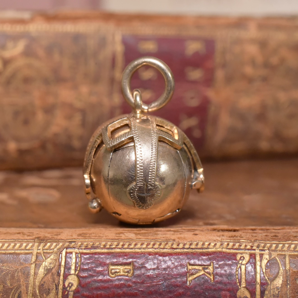 Antique Edwardian/Art Deco Era British Masonic Orb Pendant 9ct Yellow Gold and Silver