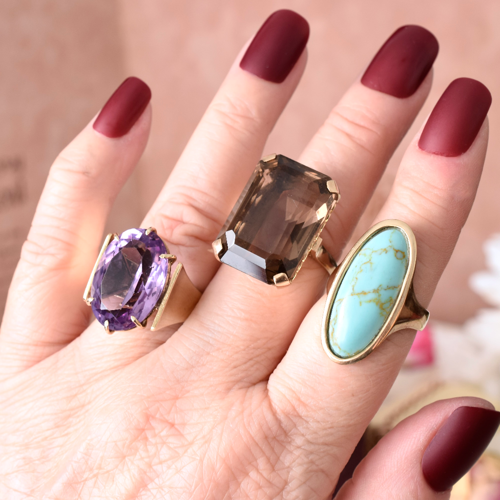 Vintage 9ct Yellow Gold Oval Amethyst Ring