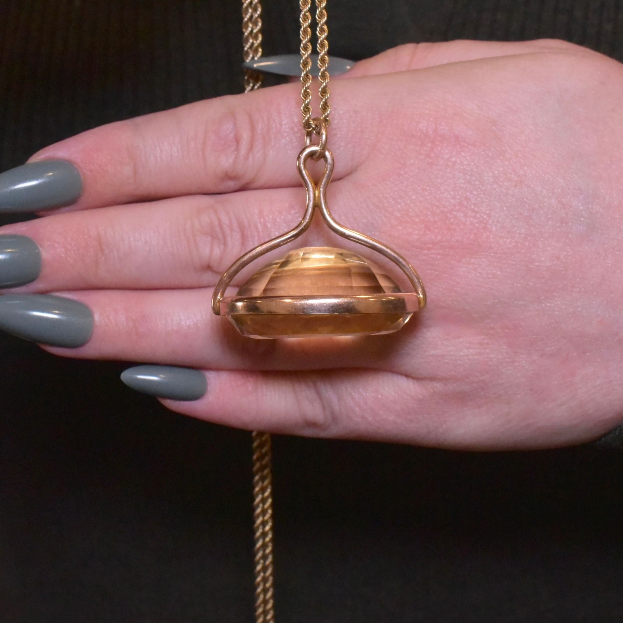 Important Antique Late Victorian/Early Edwardian 9ct Rose Gold And Citrine Intaglio Fob/Pendant Circa 1890-1905