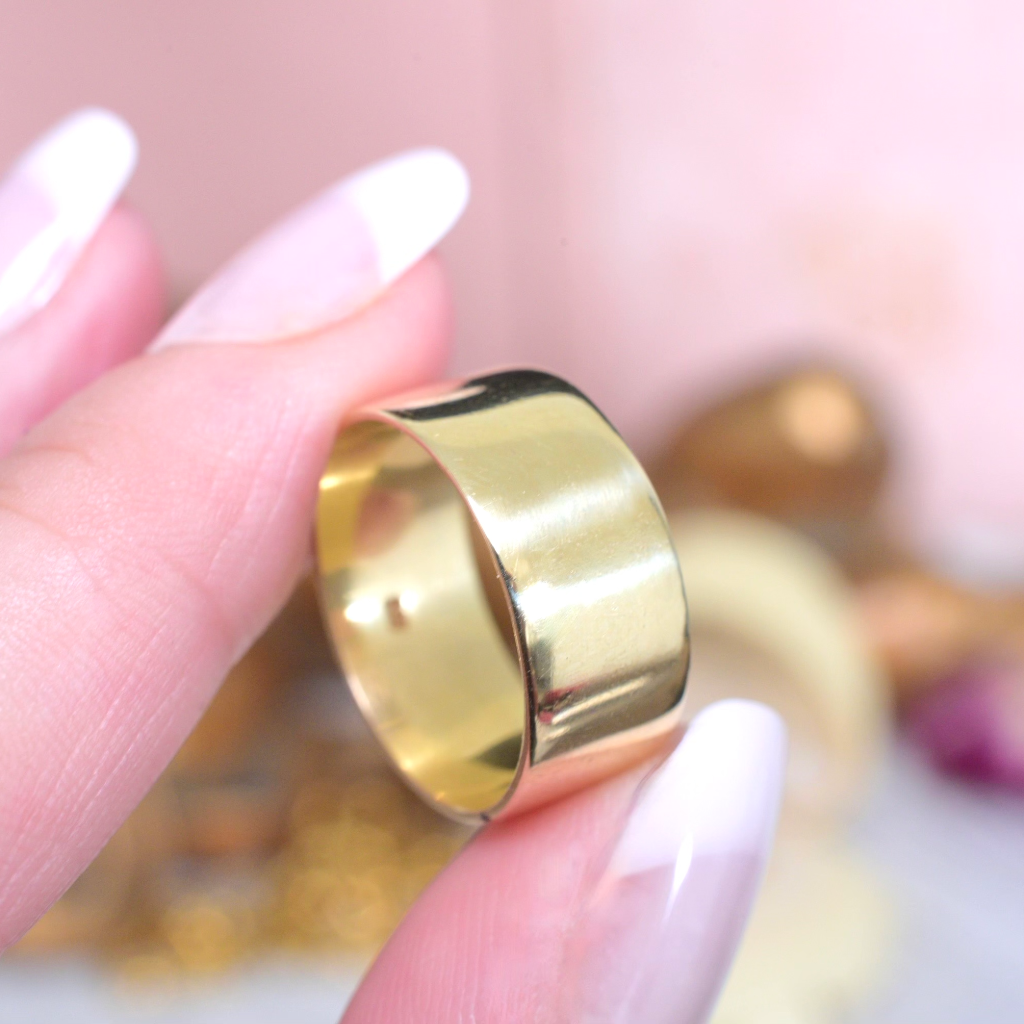 Vintage 14ct Yellow Gold ‘Cigar’ Style Wide Ring