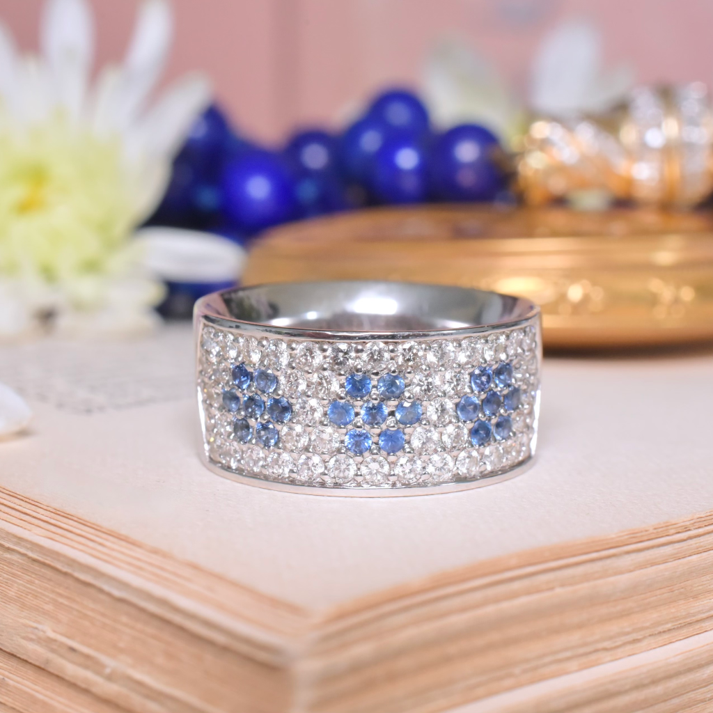 Superb 18ct White Gold Diamond And Sapphire Ring
