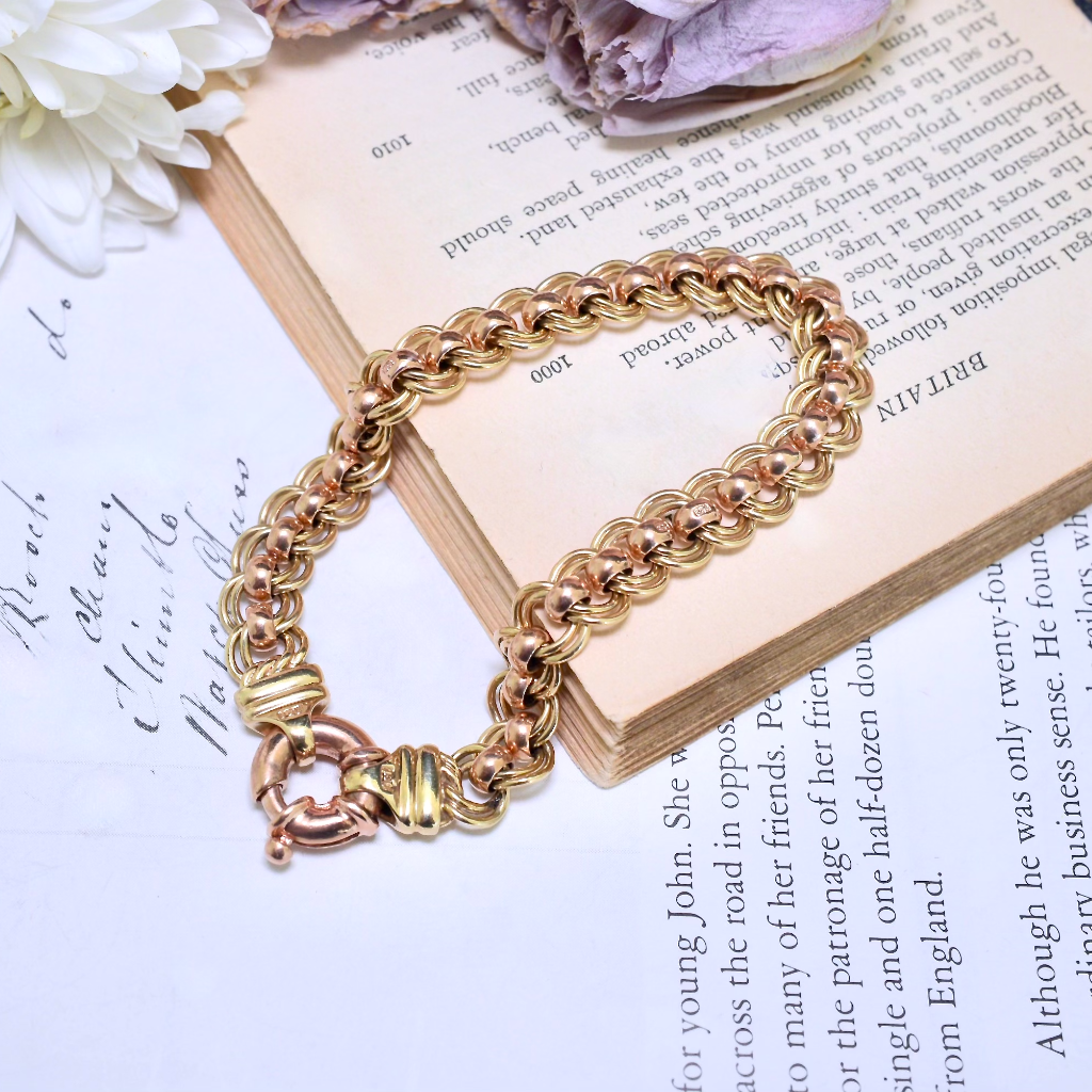 Modern 9ct Two-Toned Rose And Yellow Gold ‘Rollo’ Bracelet