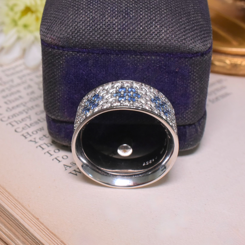 Superb 18ct White Gold Diamond And Sapphire Ring