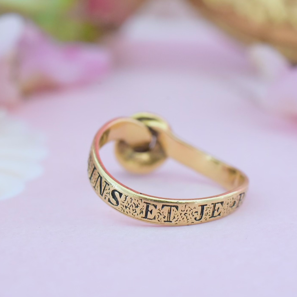 Antique French Victorian 18ct Yellow Gold ‘Je Plains et je Pardonne’ Ring Circa 1840-1860