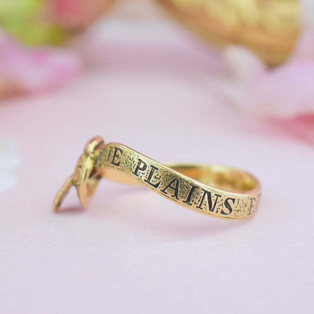 Antique French Victorian 18ct Yellow Gold ‘Je Plains et je Pardonne’ Ring Circa 1840-1860