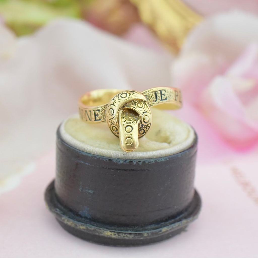 Antique French Victorian 18ct Yellow Gold ‘Je Plains et je Pardonne’ Ring Circa 1840-1860