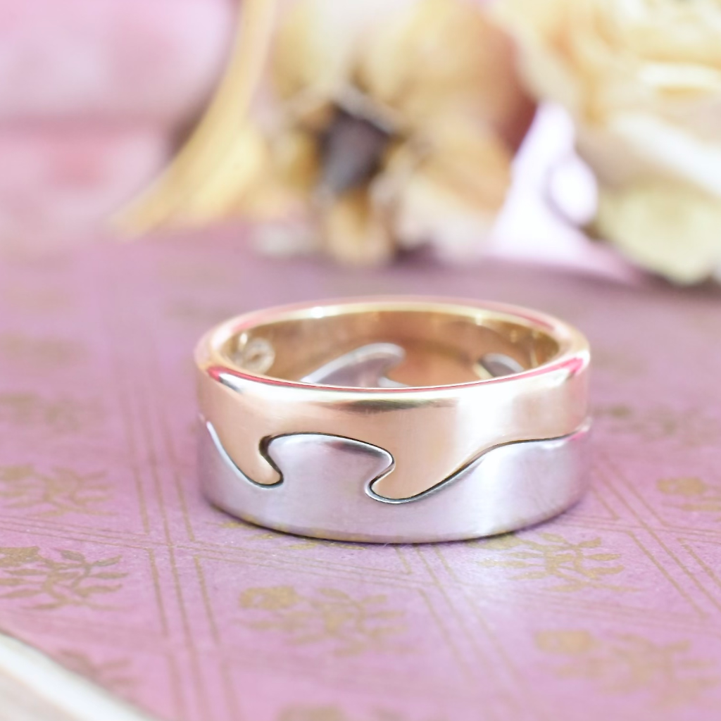 Modern 18ct Yellow And White gold Georg Jensen Fusion Ring