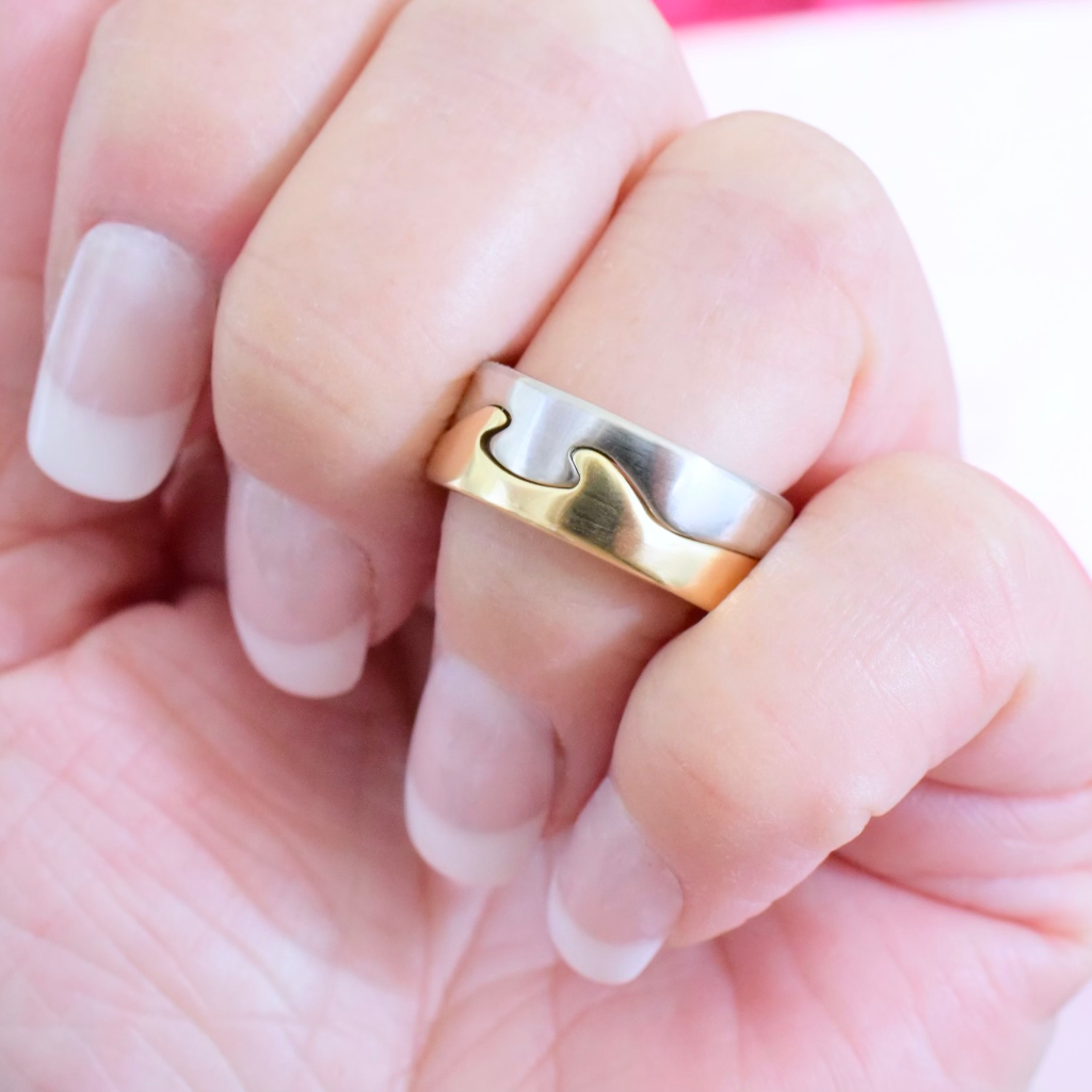 Modern 18ct Yellow And White gold Georg Jensen Fusion Ring