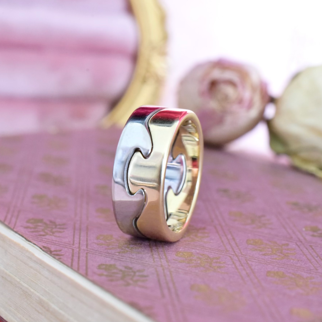 Modern 18ct Yellow And White gold Georg Jensen Fusion Ring