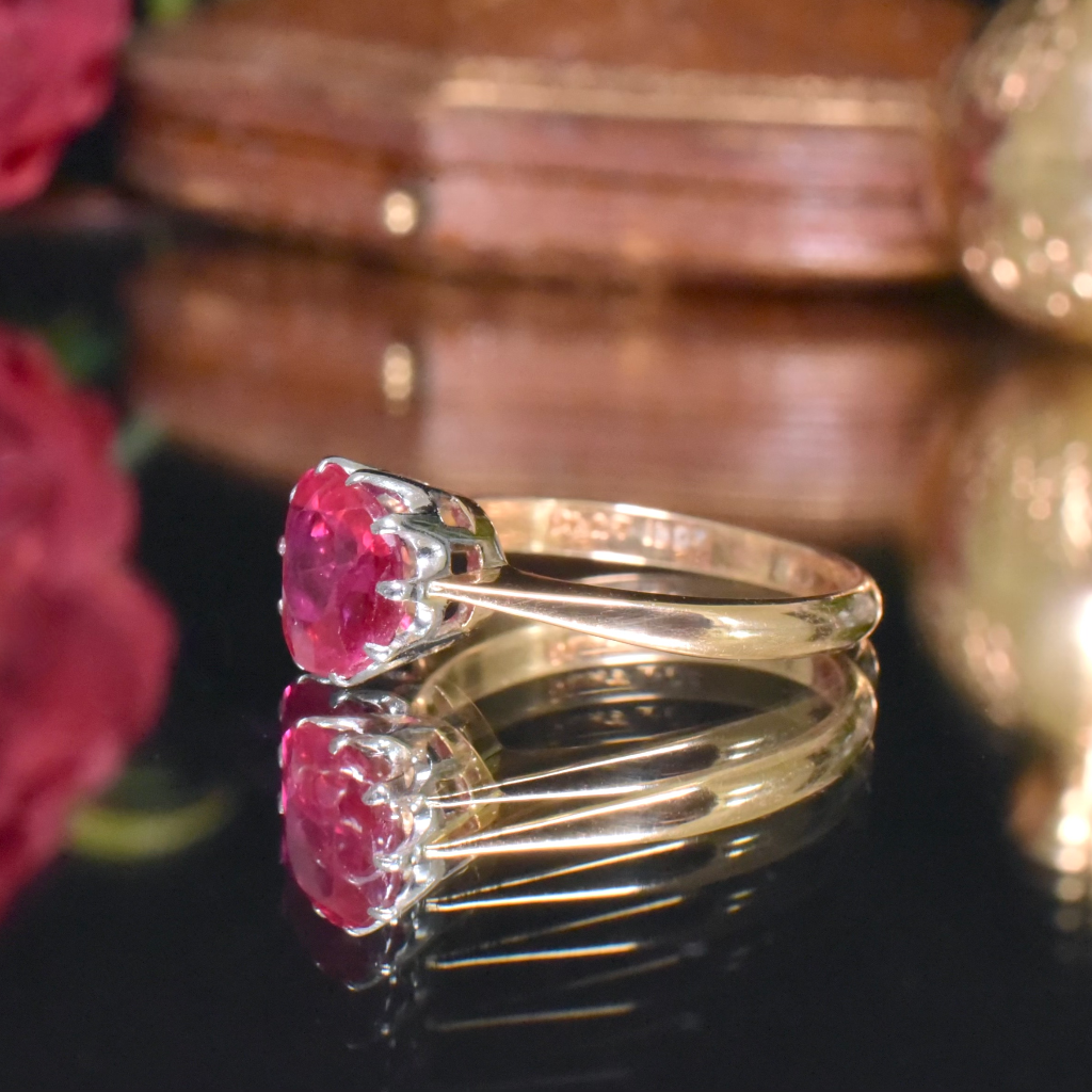 Estate 18ct Yellow Gold And Platinum Ruby Ring