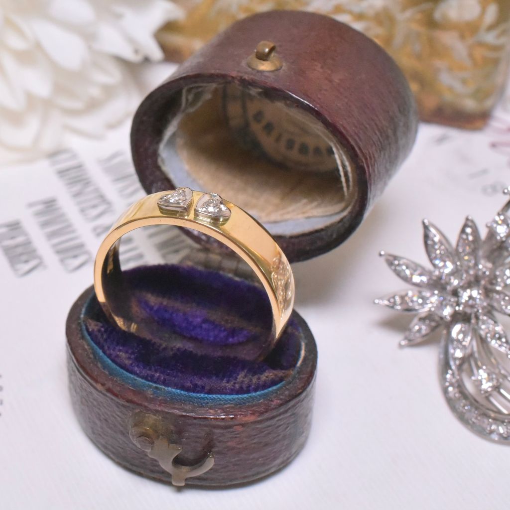 Vintage 18ct Yellow Gold Double Diamond ‘Hearts’ Ring