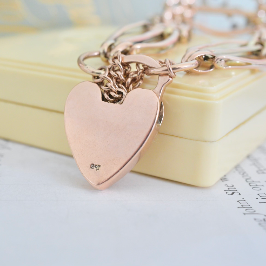Vintage 9ct Rose Gold Gate And Panel Bracelet Circa 1940s