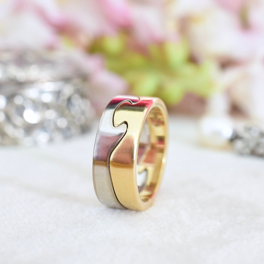 Modern 18ct Yellow And White gold Georg Jensen Fusion Ring