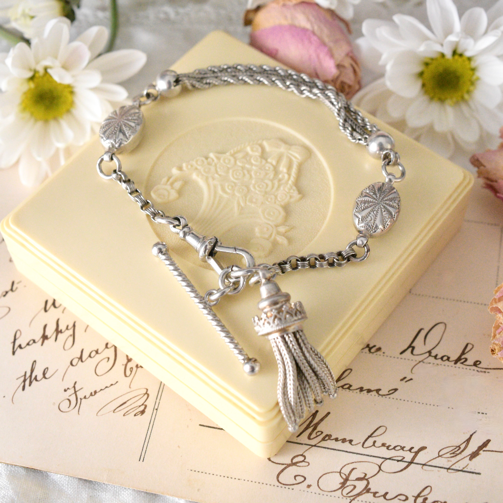 Antique Victorian Silver Albertina Bracelet Circa 1890’s