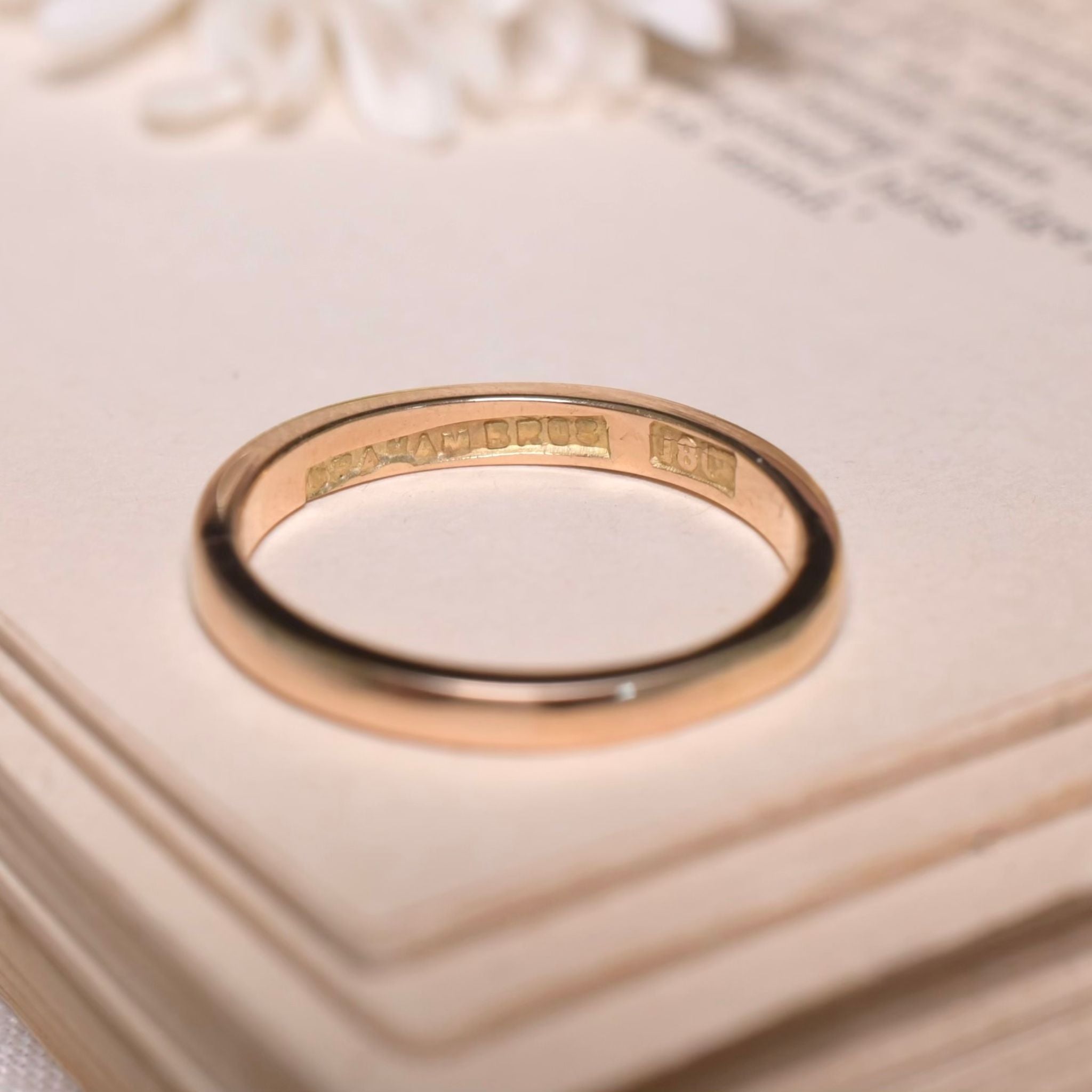 Antique Australian 18ct Rose Gold Wedding Band By Graham Bros. Adelaide - Circa 1920-30