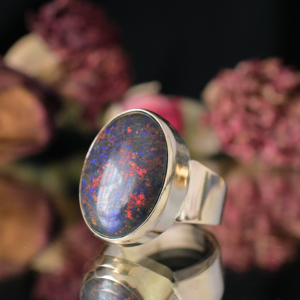 Vintage 9ct Yellow Gold Andamooka Matrix Opal Ring