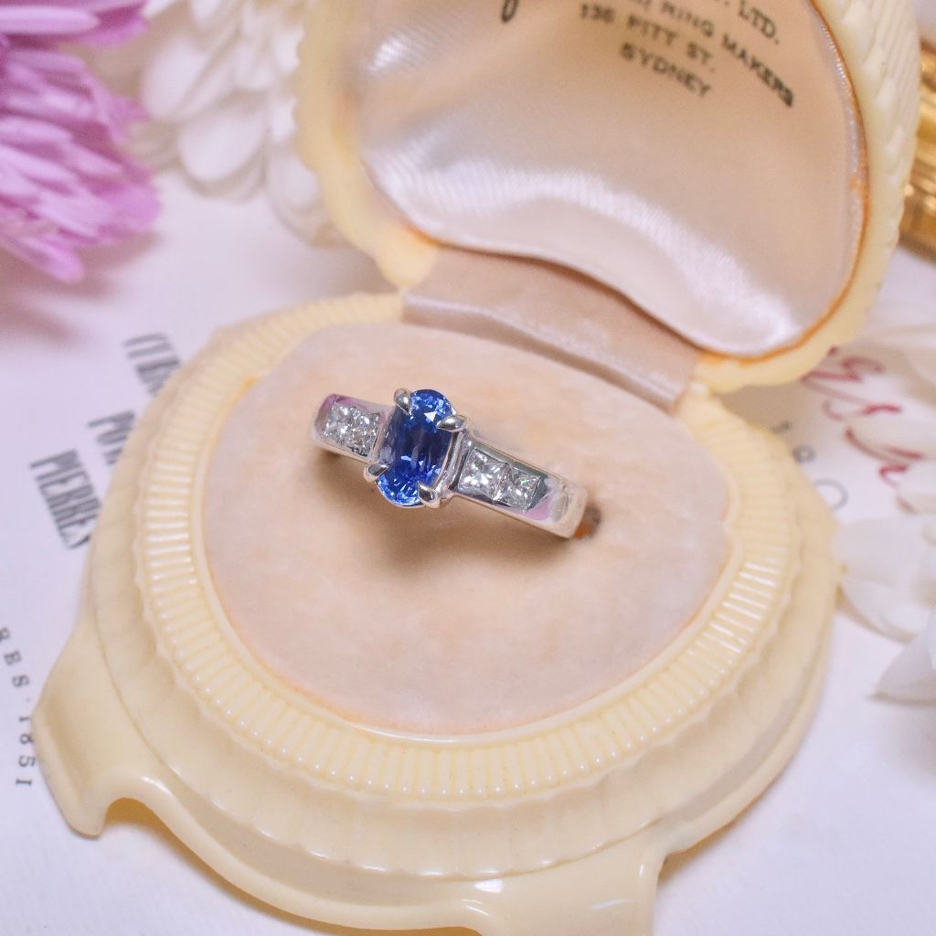 Contemporary 18ct White Gold Sapphire And Diamond Ring Retail Replacement Valuation Included In Purchase For $5,750 AUD Dec 2023