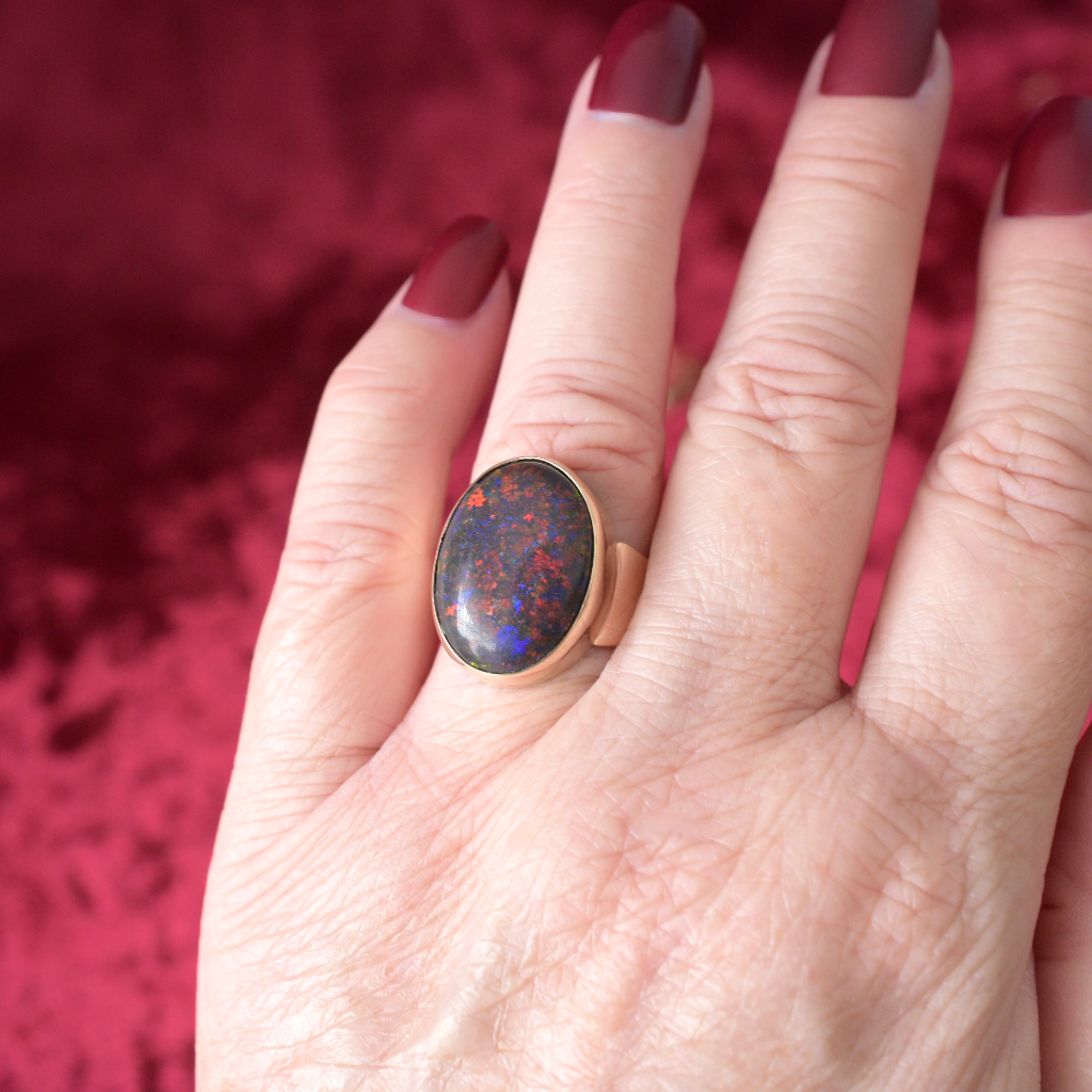 Vintage 9ct Yellow Gold Andamooka Matrix Opal Ring