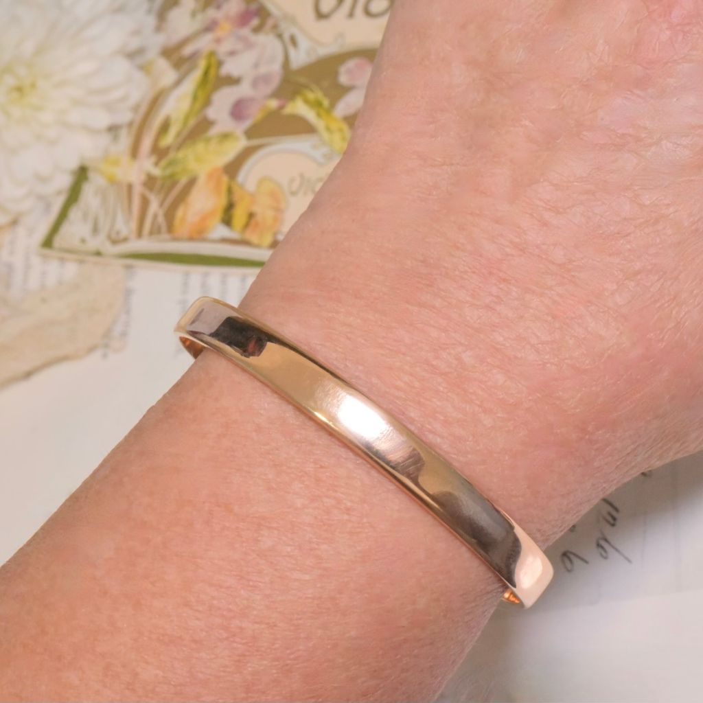 Superb Solid (Not Hollow) 9ct Rose Gold Oval ‘Golf’ / ‘Nellie Stewart’ Bangle