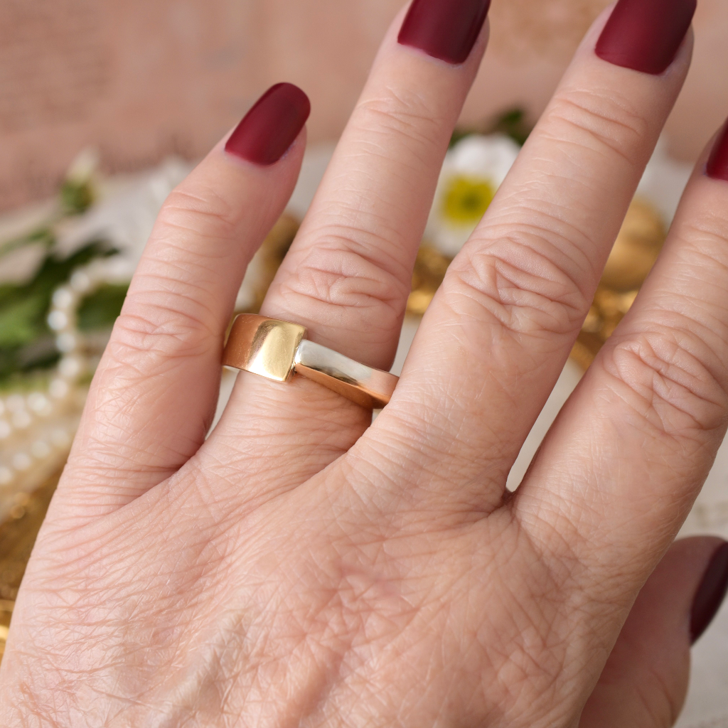 Modern Artisan Handcrafted 18ct Gold And Sterling Silver Ring