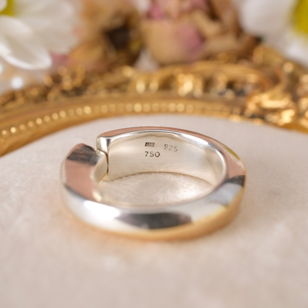 Modern Artisan Handcrafted 18ct Gold And Sterling Silver Ring