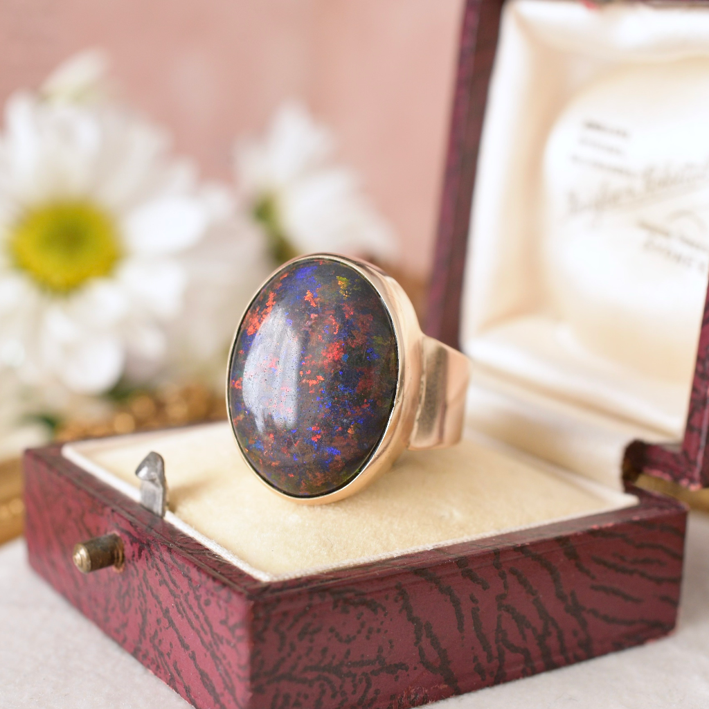 Vintage 9ct Yellow Gold Andamooka Matrix Opal Ring