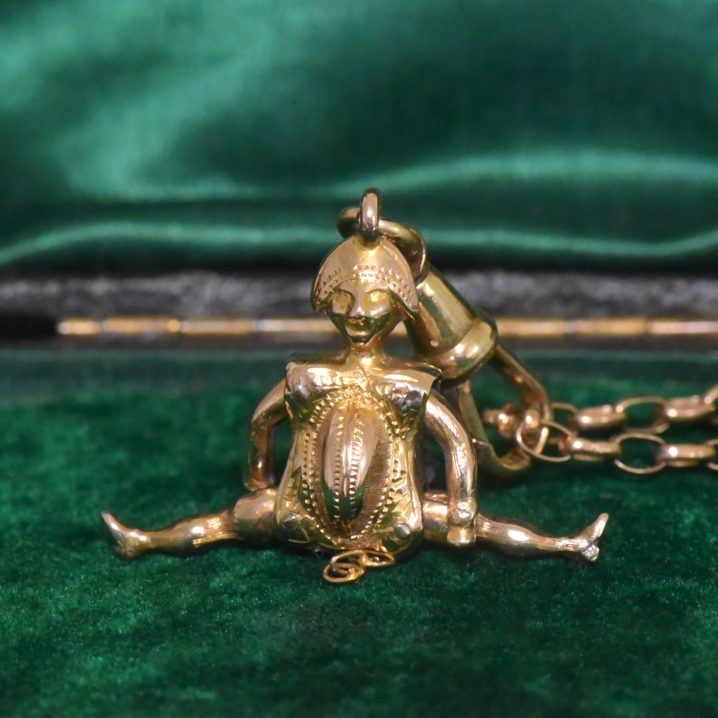 Antique Victorian 12ct Rose Gold ‘Harlequin’ Articulated Puppet Charm Circa 1880’s