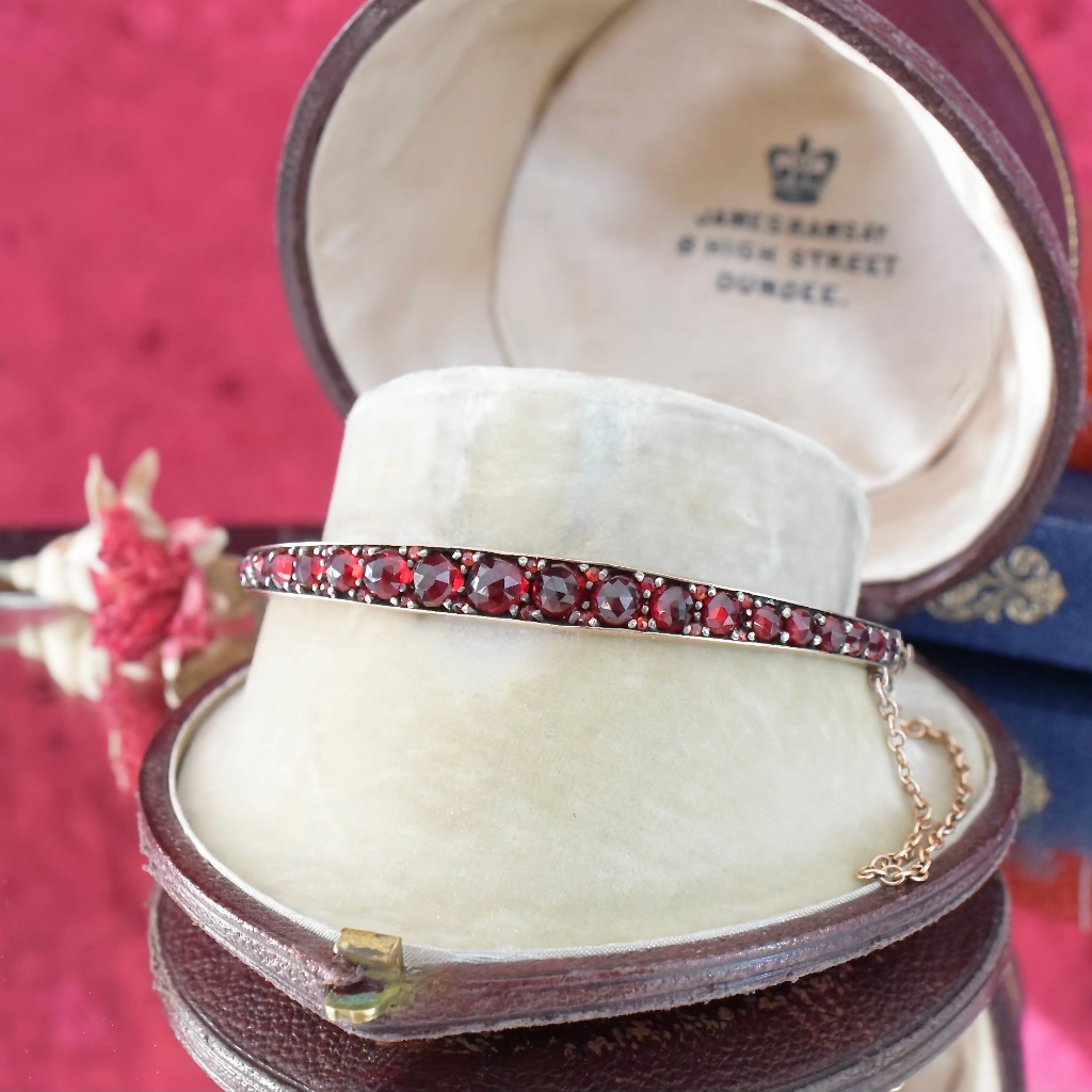Antique Victorian Bohemian Garnet Bangle Circa 1895