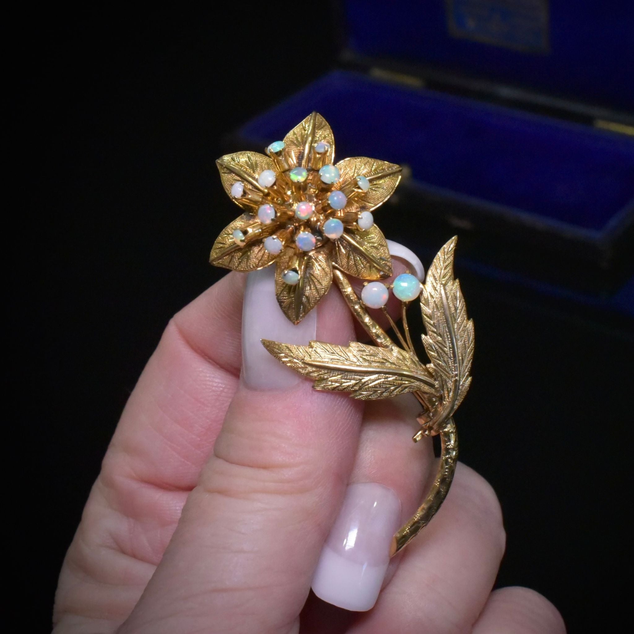 Vintage 14ct Yellow Gold And Solid Opal ‘Daisy’ Brooch