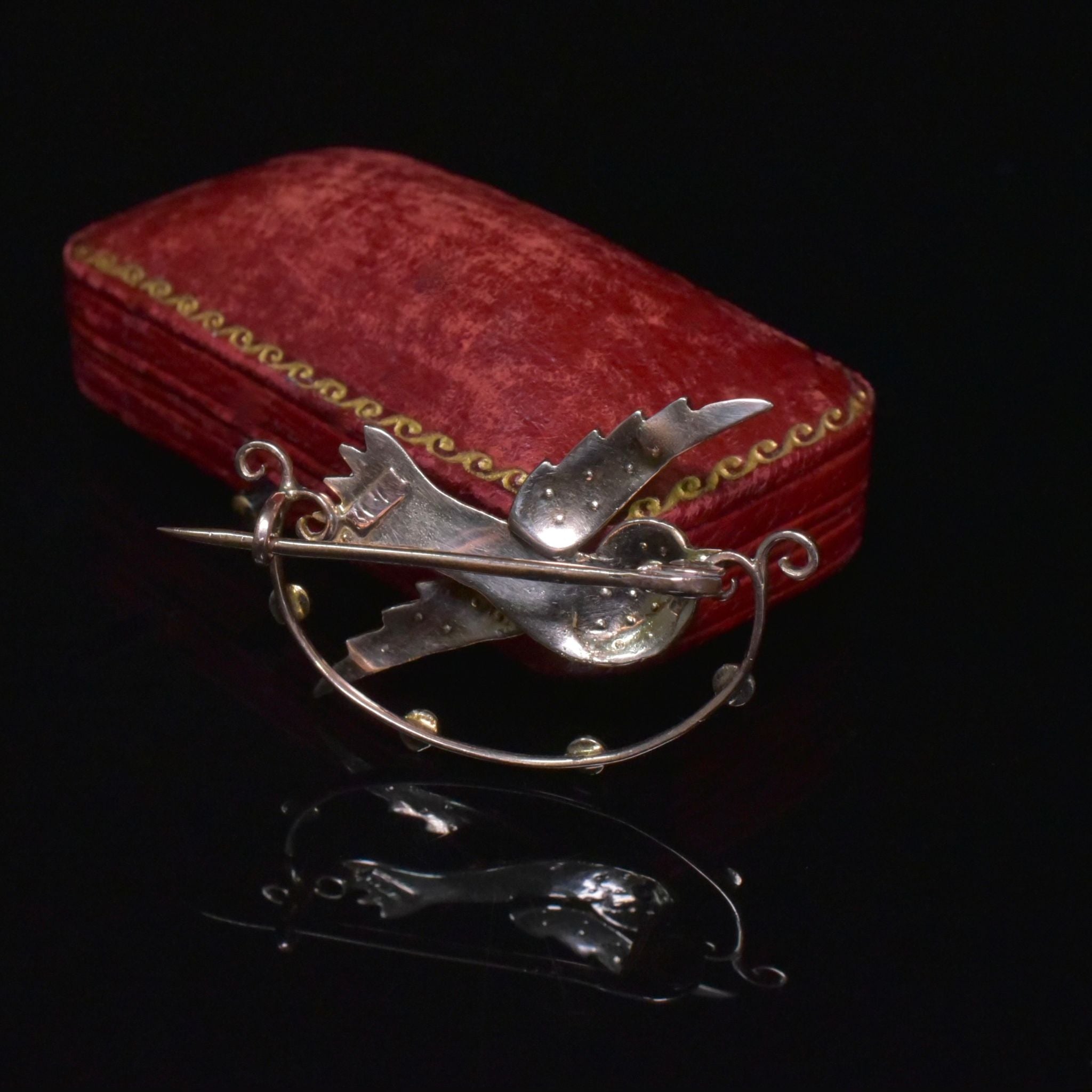 Antique Australian Edwardian 9ct Rose Gold Seed Pearl ‘Dove’ Brooch By Aronson & Co. Circa 1910