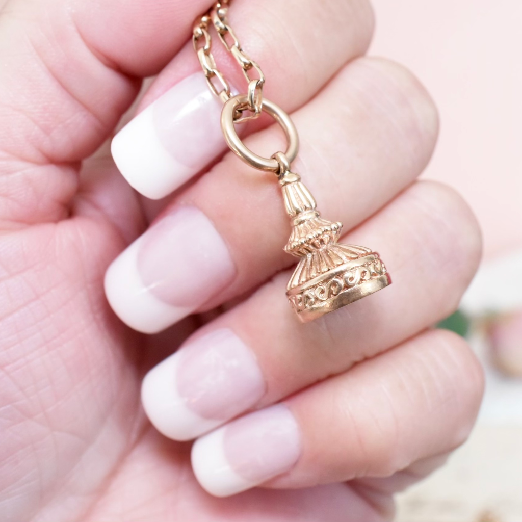 Antique Edwardian Era 9ct Rose Gold Fob Charm