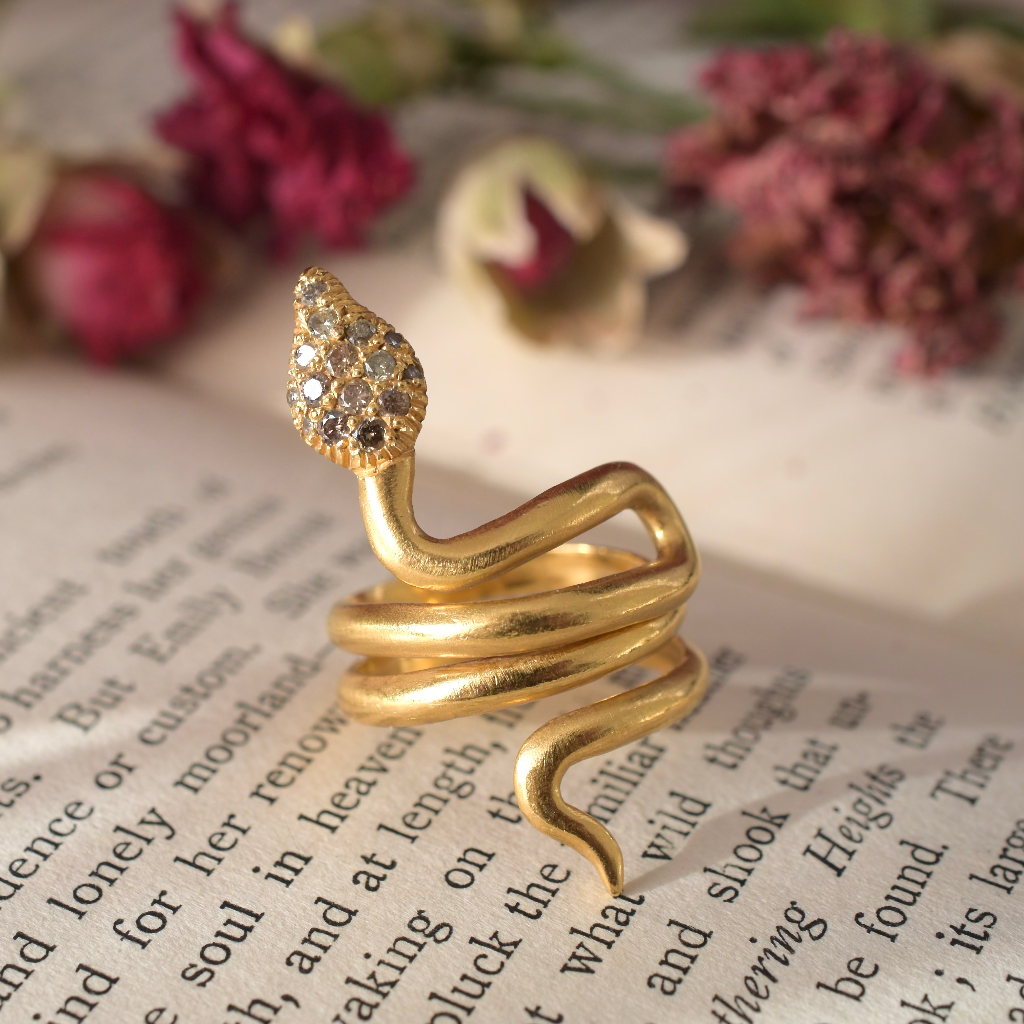 Designer 22ct Yellow Gold Champagne Diamond Ring By Karen Liberman