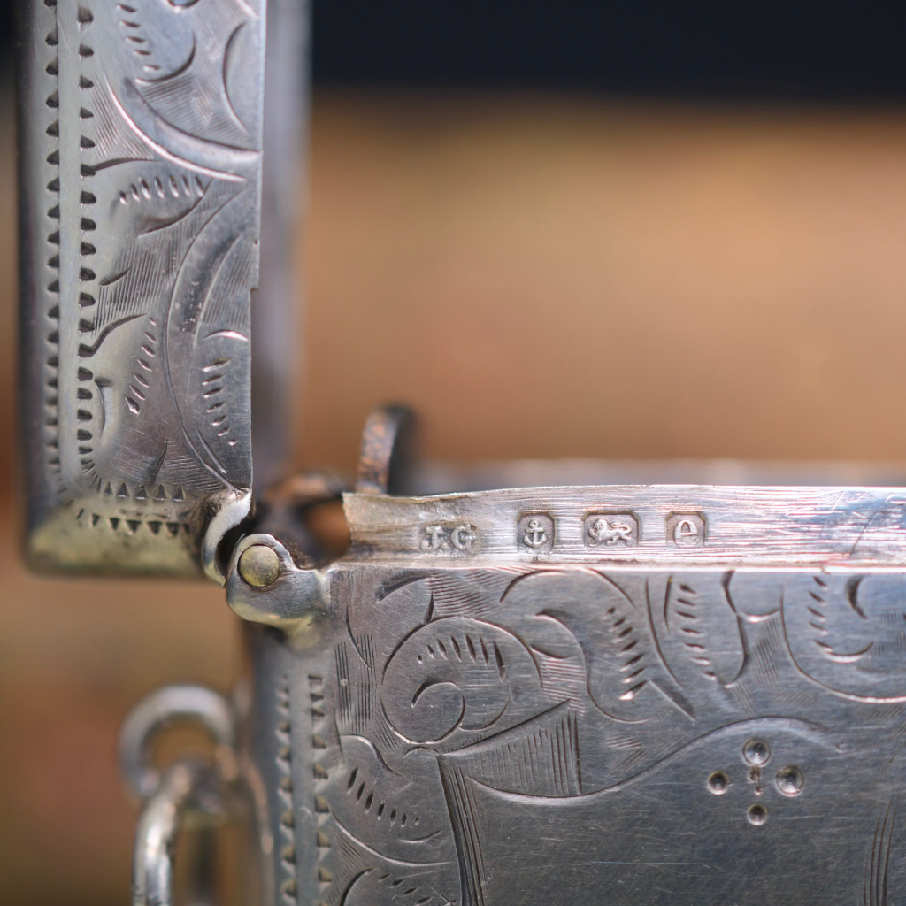 Antique Edwardian Sterling Silver Vesta Case By John Gilbert - Birmingham 1904