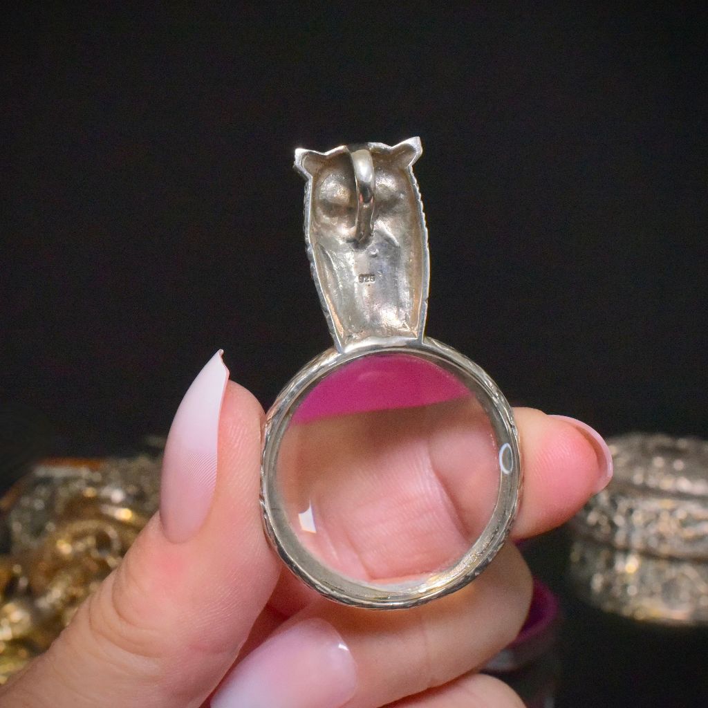 Contemporary Sterling Silver ‘Owl’ Magnifying Glass Pendant