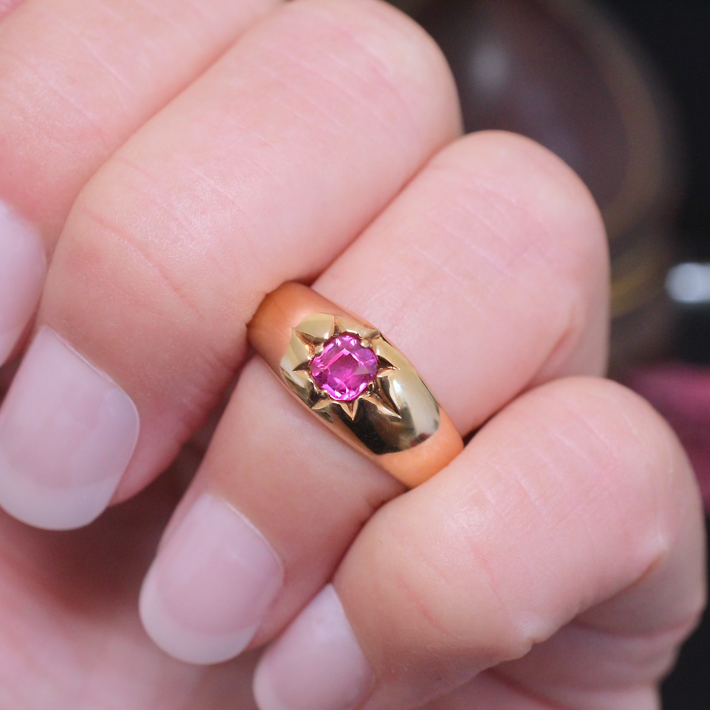 Antique Australian 18ct Yellow Gold Natural Ruby Ring Circa 1900-1910