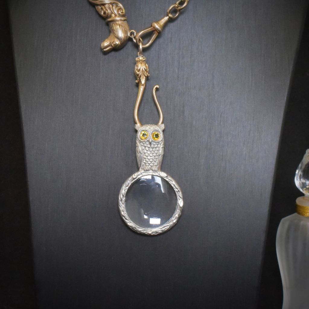 Contemporary Sterling Silver ‘Owl’ Magnifying Glass Pendant