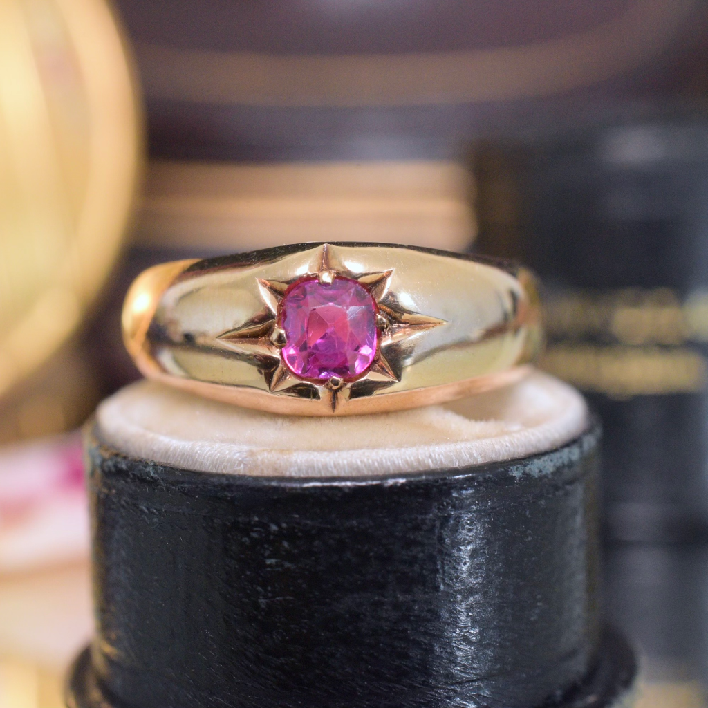 Antique Australian 18ct Yellow Gold Natural Ruby Ring Circa 1900-1910